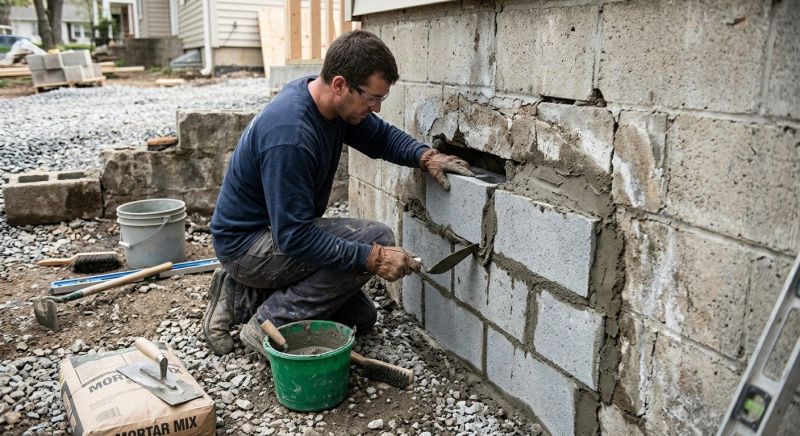 Concrete Block Wall Repair in Montgomery, AL